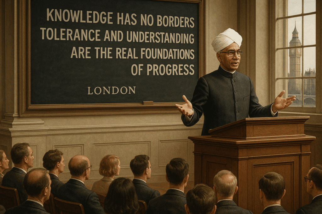 Dr Sarvepalli Radhakrishnan is giving a lecture in London