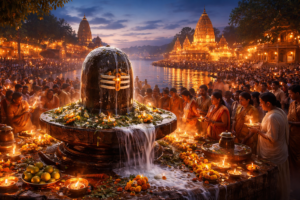 ChatGPT Image Jan 31 2026 031158 PM Best Astrology Consultion With free kundli analysis Devotees performing Shivling abhishek with lamps and flowers during Mahashivratri 2026 at a grand Shiva temple in the evening